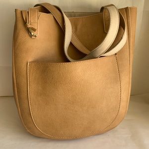 Large faux leather reversible bucket bag